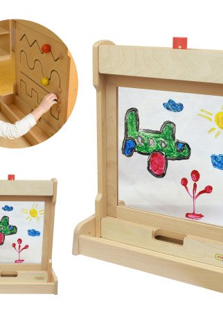MASTERKIDZ 2-in-1 stalas tapybai su langeliu ir juodraščio stovu