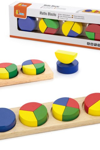 VIGA Mediniai galvosūkiai Matematinės trupmenos 10 Montesori kubeliai VIGA Mediniai galvosūkiai Matematinės trupmenos 10 Montesori kubeliai