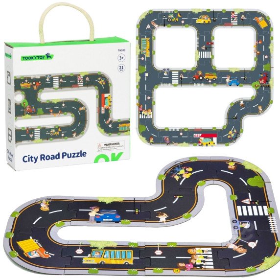 TOOKY TOY Kelionės galvosūkis vaikams Kelio modelis 21 dalis FSC Sertifikatas
