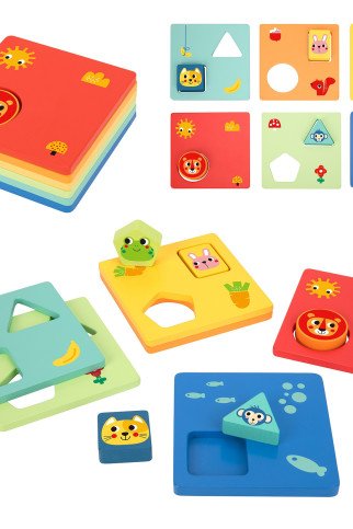 TOOKY TOY Montessori dėlionė Formos ir Spalvų Gyvūnai 6 Lentos FSC TOOKY TOY Montessori dėlionė Formos ir Spalvų Gyvūnai 6 Lentos FSC