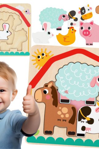 TOOKY TOY Medinis Montesori galvosūkis daugiasluoksnis lentoje Gyvūnai ūkyje 7 vnt. TOOKY TOY Medinis Montesori galvosūkis daugiasluoksnis lentoje Gyvūnai ūkyje 7 vnt.