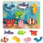 TOOKY TOY medinis Montessori galvosūkis Jūrų pasaulis žuvis Vėrinys želmuo