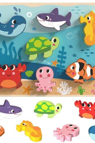 TOOKY TOY medinis Montessori galvosūkis Jūrų pasaulis žuvis Vėrinys želmuo TOOKY TOY medinis Montessori galvosūkis Jūrų pasaulis žuvis Vėrinys želmuo