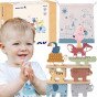 TOOKY TOY Mediniai blokai galvosūkis gyvūnai Montessori 9 vnt.