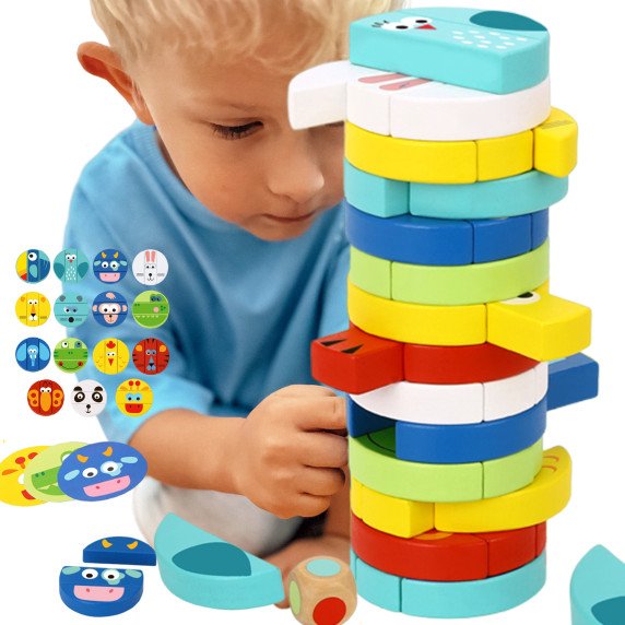 TOOKY TOY Įgūdžių žaidimas Su gyvūnų blokais FSC sertifikuoti
