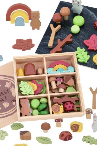TOOKY TOY miško rinkinys, sudėtiniai dėlionės blokai figūroms TOOKY TOY miško rinkinys, sudėtiniai dėlionės blokai figūroms
