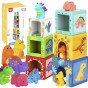 TOOKY TOY Mediniai blokai švietimo galvosūkis + 6 žaidimo figūros 12 vnt.