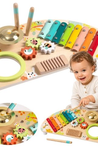 TOOKY TOY Daugiafunkcinis Instrumentų Muzikos Centras Ksilofonas Ratų Grotuvas Būgnas Simbalas Valgomoji Įranga TOOKY TOY Daugiafunkcinis Instrumentų Muzikos Centras Ksilofonas Ratų Grotuvas Būgnas Simbalas Valgomoji Įranga