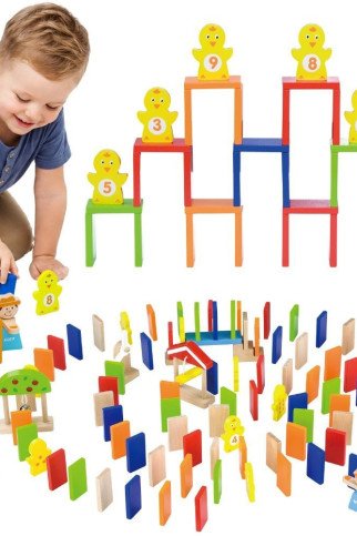 VIGA Mediniai Domino Takeliai 122 vnt.
