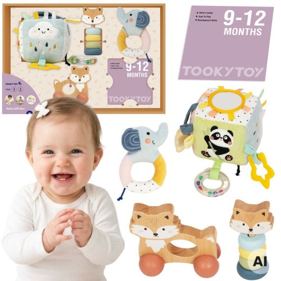 TOOKY TOY pojūčių dovanų rinkinys vaikams nuo 9 iki 12 mėnesių