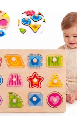 TOOKY TOY Galvosūkiai Montessori formų mokymo galvosūkiai su smeigėliais TOOKY TOY Galvosūkiai Montessori formų mokymo galvosūkiai su smeigėliais
