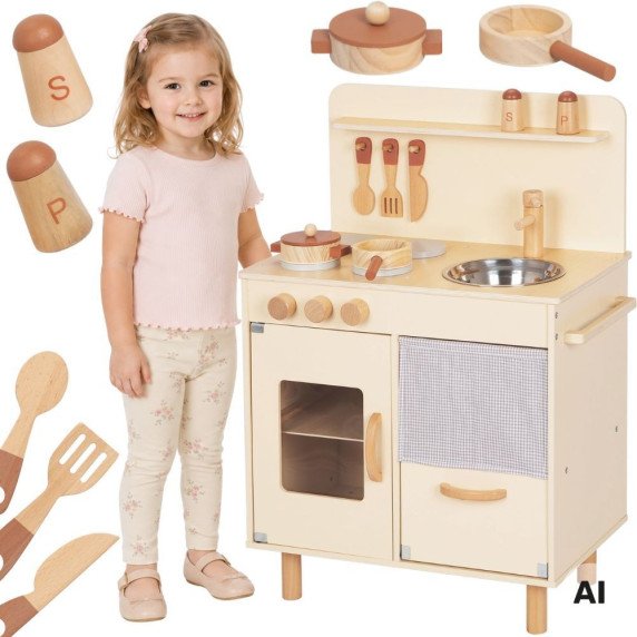 TOOKY TOY Medinis Beždžionėlių virtuvėlė su priedais