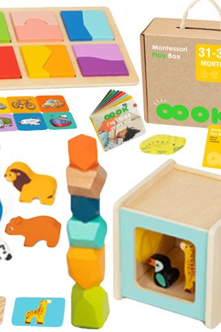 TOOKY TOY dėžutė XXL Montessori mokomieji 7in1 jutiklinis rinkinys 31-36 mėnesiai