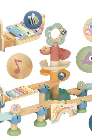 TOOKY TOY Medinis muzikinis kamuolių takelis 44 dalys Pastelinė