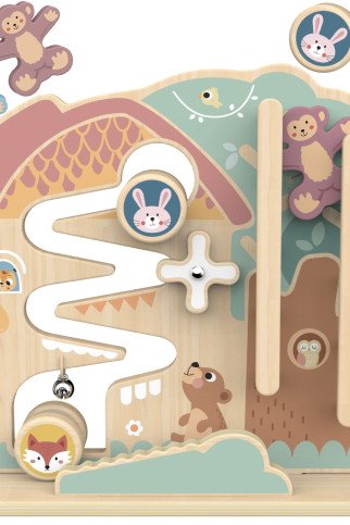 TOOKY TOY Lavinimo lenta su labirintu ir trasa iš medžio 2 į 1