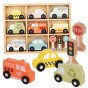 TOOKY TOY rinkinys iš medinių transporto priemonių ir eismo ženklų dėžutėje