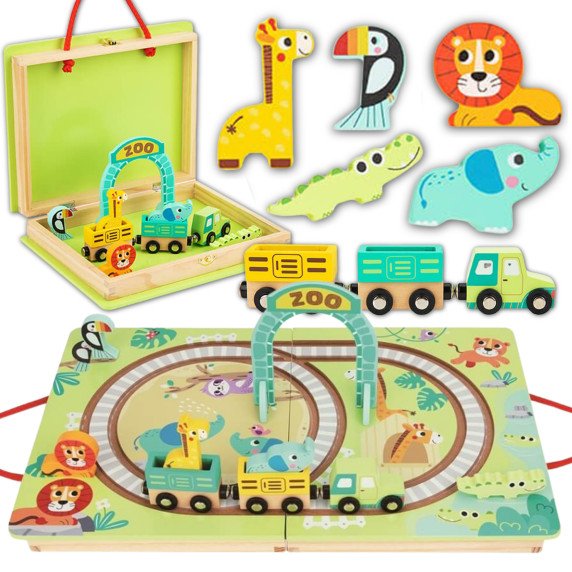 TOOKY TOY MEDINIS TRENIRUOKLIS ZOO TRENIRUOKLIS MAGNETINIU KELIUKE PAKUOTEJE