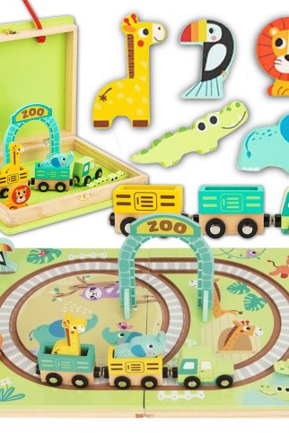 TOOKY TOY MEDINIS TRENIRUOKLIS ZOO TRENIRUOKLIS MAGNETINIU KELIUKE PAKUOTEJE