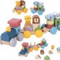 TOOKY TOY Medinis traukinys su gyvūnų blokais Montessori galvosūkiui