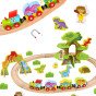 TOOKY TOY Medinis Magnetinis Traukinys Su Dinozaurais + Figūromis