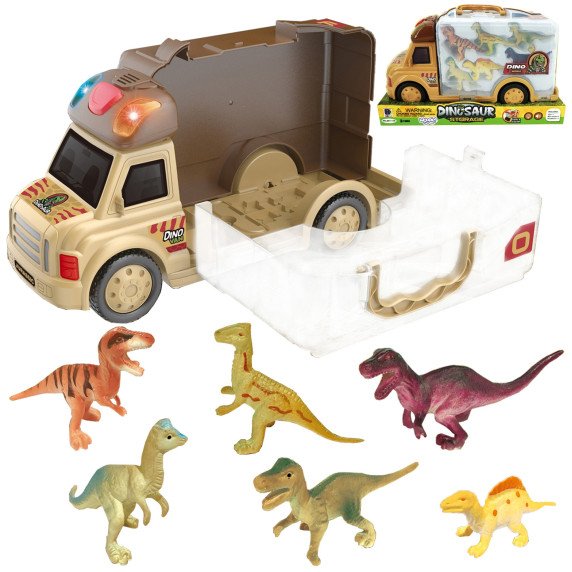 WOOPIE Rinkinys Automobiliui 2in1 Lagaminas + Dinozaurų Figūrėlės 6 vnt.
