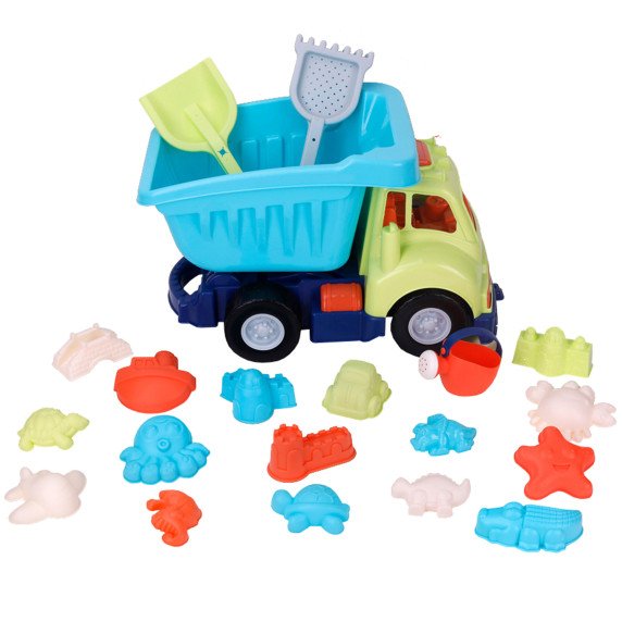 WOOPIE smėlio rinkinys su sunkvežimiu 52 cm XXL ir 20 dalių formelių