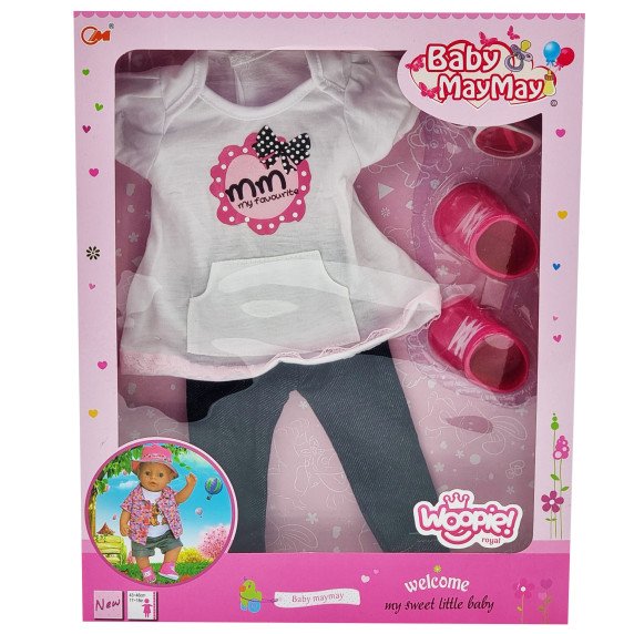 WOOPIE Lėlių rūbai Blūzka Bateliai Akiniai 43-46 cm