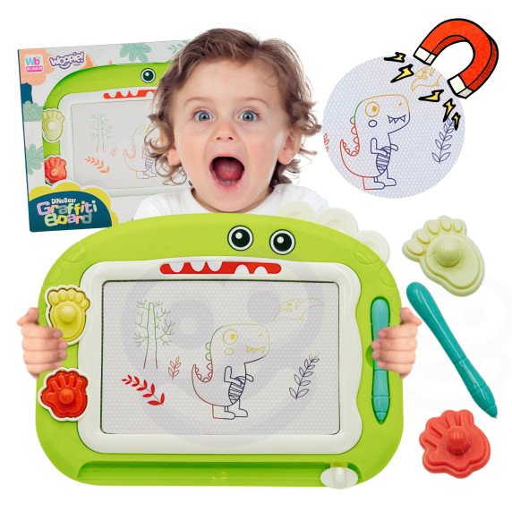 WOOPIE Magnetinė Spalvota Markerinė Lentelė + 2 Dinosaurų Antspaudai