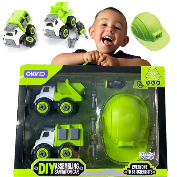 WOOPIE DIY konstrukcijos rinkinys Automobilis sunkvežimis Šalmas Skubintuvas AKC Montavimas 6 vnt.