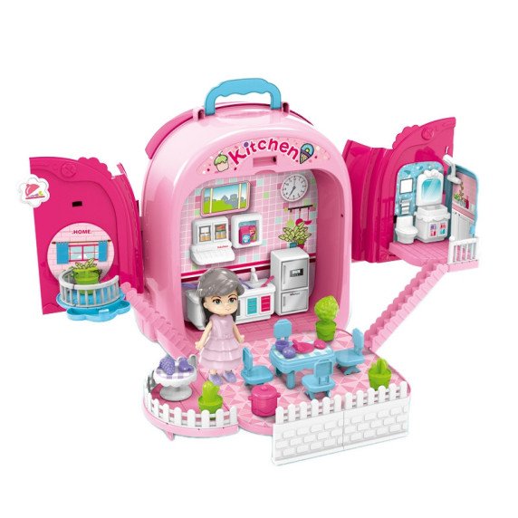 WOOPIE 3-in-1 Lėlių namai Nešiojama virtuvė kuprine