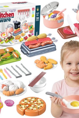 WOOPIE virtuvės priedai rinkinys Maisto gaminimo žaislas 108 vnt WOOPIE virtuvės priedai rinkinys Maisto gaminimo žaislas 108 vnt