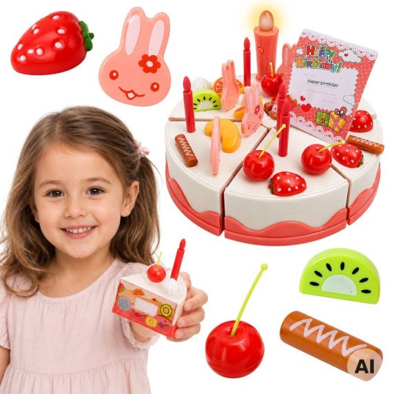 WOOPIE Gimtadienio tortas pjaustymui žvakės vaisiai 40 vnt.