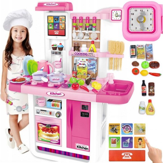WOOPIE Kitchen MANO MAŽYNA VIRTUVĖ LIEČIAMASIS skydelis su garsu Vandens cirkuliacija Rožinė