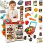 WOOPIE supermaketas su parduotuvės vežimėliu, svarstyklėmis, pinigų registratūra, skeneriu bei 48 reikmenys.