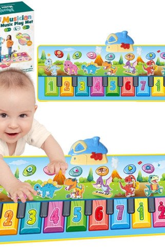 WOOPIE Muzikinis Kilimas XXL Dinozaurai 2 viename Pianinas 8 melodijos 110cm WOOPIE Muzikinis Kilimas XXL Dinozaurai 2 viename Pianinas 8 melodijos 110cm