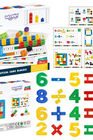 WOOPIE Matematikos galvosūkis Žaidimas Statybiniai Blokai + Raštai 148 vnt.