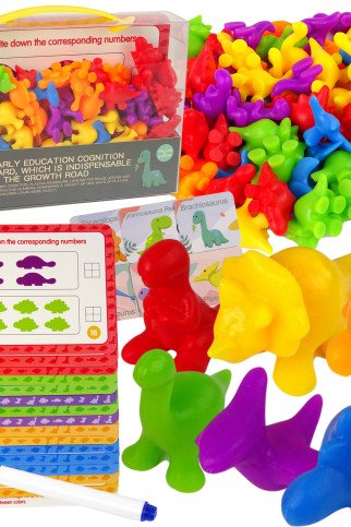 WOOPIE Montessori Edukacinis Rinkinys Skaičiuojant Dinozaurus Išrikiuotojas 95 vnt.