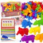 WOOPIE Montessori Edukacinis Rinkinys Mokymasis Skaičiuoti Spalvų Rūšiavimas Gyvūnai 83 vnt.