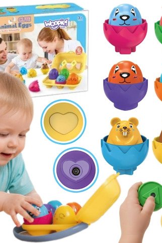 WOOPIE Montessori formų rūšiavimo galvosūkis atitinka laimingus gyvūnus kiaušinius 6 vnt. WOOPIE Montessori formų rūšiavimo galvosūkis atitinka laimingus gyvūnus kiaušinius 6 vnt.