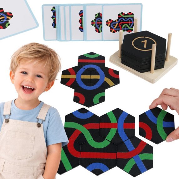 Woopie Puzzle žaidimas Atitikti Spalvų Kelius Šešiakampis Puzzle