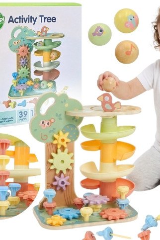 WOOPIE GREEN Montessori 4-in-1 kamuolių trasa veikla medis FSC