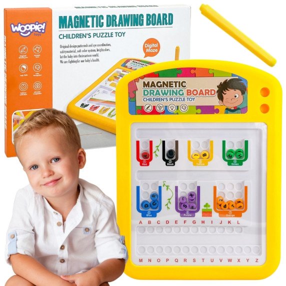 MAGNETINIS LENTINIS MOKOMASIS GALVOČIŲ RŪŠIUOJIMAS MOKYMASI ABĖCĖLĖS 3+ WOOPIE