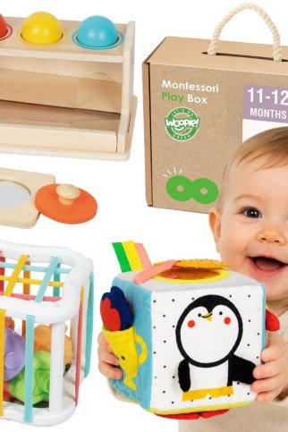 WOOPIE GREEN DĖŽUTĖ 5in1 Montessori Edukacinė 11-12M FSC