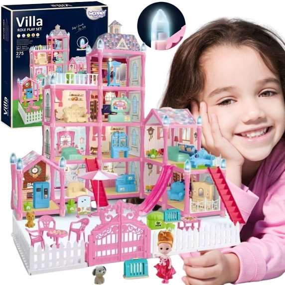WOOPIE Lėlių namai vila su priedais ir apšviestos lėlės 275 vnt.