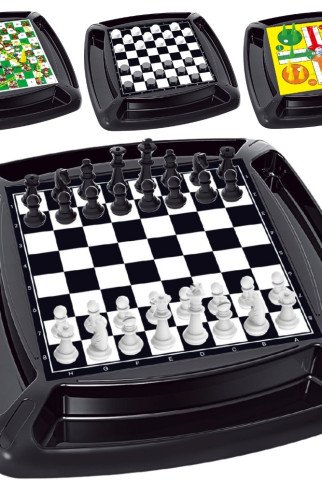 WOOPIE 4-in-1 stalo žaidimų rinkinys: Šaškės, Šachmatai, Ludo, Laukų ir Gyvatės WOOPIE 4-in-1 stalo žaidimų rinkinys: Šaškės, Šachmatai, Ludo, Laukų ir Gyvatės
