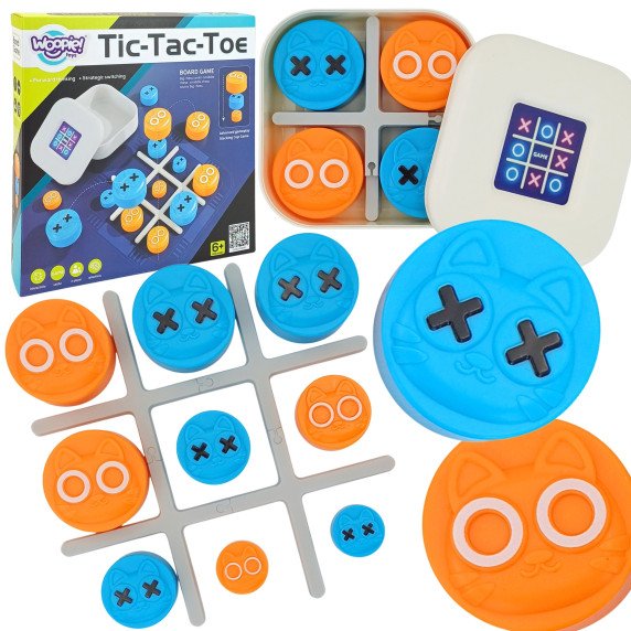WOOPIE IQ Nešiojamas galvosūkis Tic Tac Toe Katės dėžėje
