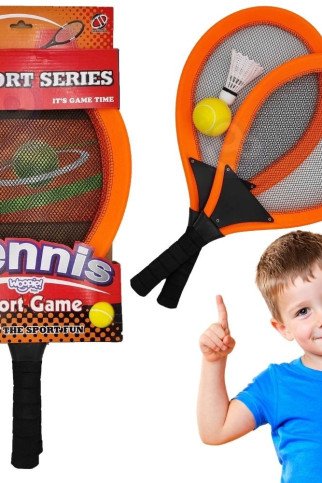 WOOPIE didelės teniso badmintono raketės vaikams rinkinys + plunksnalys WOOPIE didelės teniso badmintono raketės vaikams rinkinys + plunksnalys