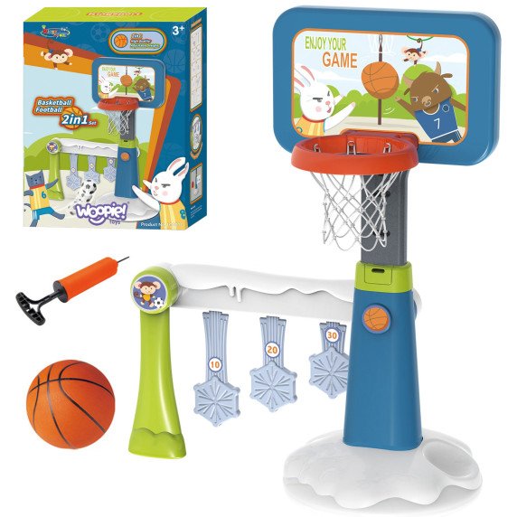 WOOPIE 2-in-1 rinkinys Krepšinio Futbolo Tinklu + Kamuolys + Pompa
