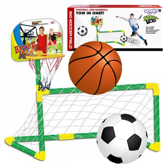WOOPIE 2-in-1 Krepšinio Rinkinys: Futbolo Vartininkas + Krepšinio Kamuolys