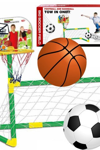 WOOPIE 2-in-1 Krepšinio Rinkinys: Futbolo Vartininkas + Krepšinio Kamuolys